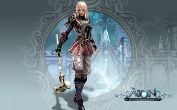 обоя видео игры, aion,  the tower of eternity, девушка, оружие