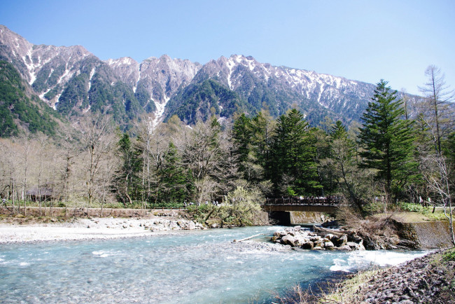 Обои картинки фото природа, реки, озера, горы, мост, река