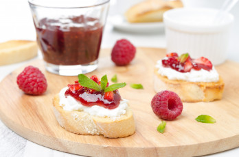 Картинка еда бутерброды гамбургеры канапе мята джем малина сыр