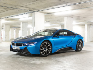 Картинка автомобили bmw 2014г синий i8 uk-spec