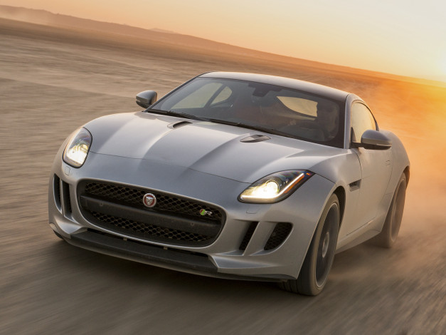 Обои картинки фото автомобили, jaguar, f-type, r, 2015г, светлый, us-spec, coupе