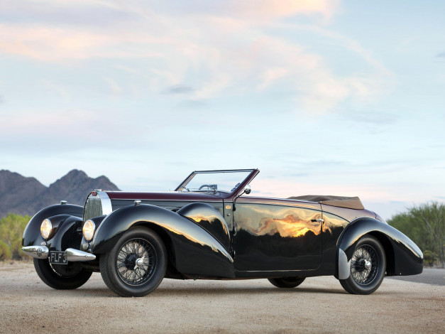 Обои картинки фото автомобили, классика, 57715, stelvio, gangloff, type, 57c, 1938г, bugatti