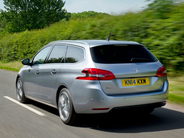 Обои картинки фото автомобили, peugeot, серый, 308, 2014г, uk-spec, sw