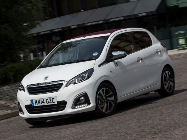 Обои картинки фото автомобили, peugeot, uk-spec, 5-door, 108, top, светлый, 2014г