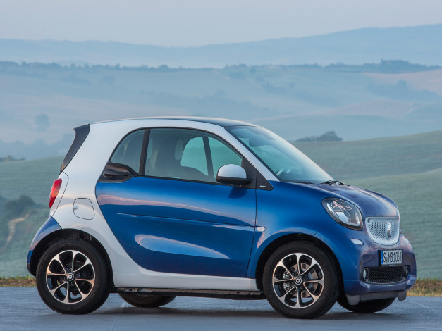 Обои картинки фото автомобили, smart, passion, fortwo, синий, 2014г, c453, coupе