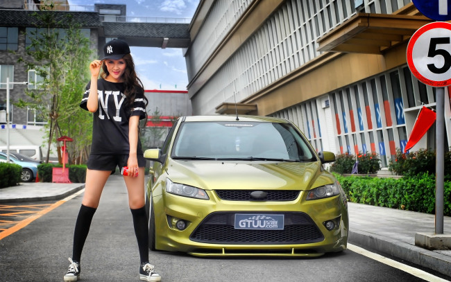 Обои картинки фото автомобили, авто с девушками, азиатка, автомобиль, девушка