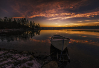 Картинка корабли лодки +шлюпки река закат