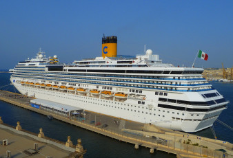 Картинка costa+concordia корабли лайнеры океанский лайнер причал круиз