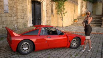 Картинка автомобили 3d+car&girl девушка взгляд фон автомобиль