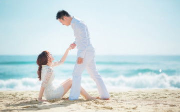 Картинка разное мужчина+женщина girl пара мужчина платье улыбка море summer лето жена муж romance smile sea dress девушка man счастливые влюбленные