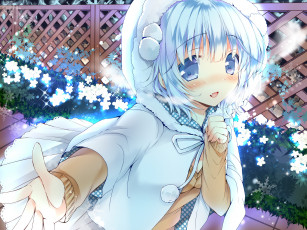 Картинка аниме зима +новый+год +рождество девочка