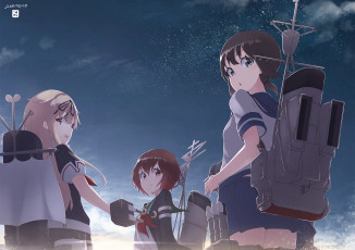 Картинка аниме kantai+collection фон взгляд девушки