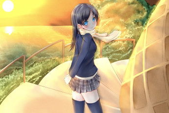 Картинка аниме unknown +другое фон взгляд девушка