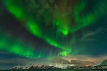 Картинка природа северное+сияние ночь сполохи