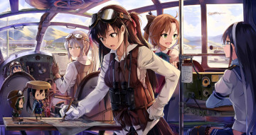 Картинка аниме kantai+collection девушки фон взгляд
