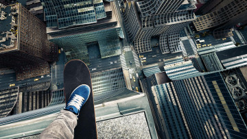 Картинка разное компьютерный+дизайн изгибы здания улица дома грод скейтборд панорама экстрим нога