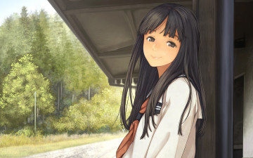 Картинка аниме unknown +другое фон взгляд девушка