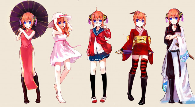 Обои картинки фото аниме, gintama, кагура