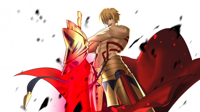 Обои картинки фото аниме, fate, stay night, гильгамеш