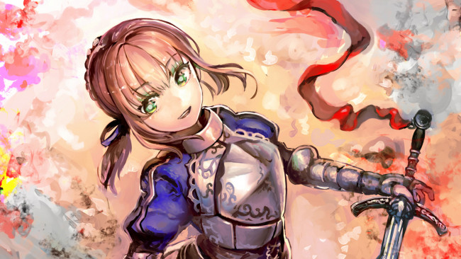 Обои картинки фото аниме, fate, stay night, сейбер