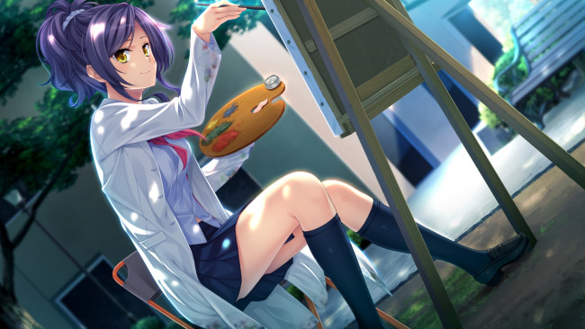 Обои картинки фото sakura no mori dreamers, аниме, unknown,  другое, фон, взгляд, девушка