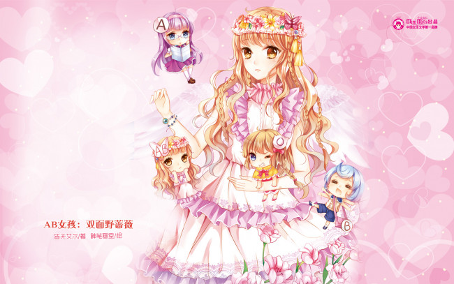 Обои картинки фото аниме, mini miss, девушка, взгляд, фон