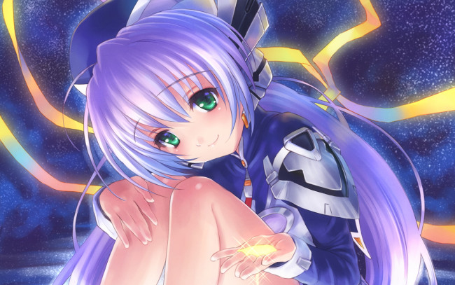 Обои картинки фото аниме, planetarian, девушка, взгляд, фон