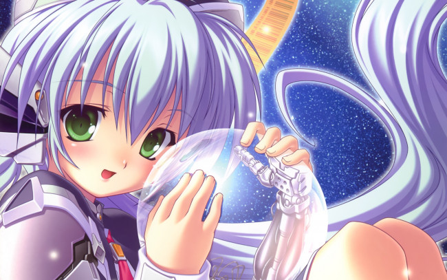 Обои картинки фото аниме, planetarian, фон, взгляд, девушка