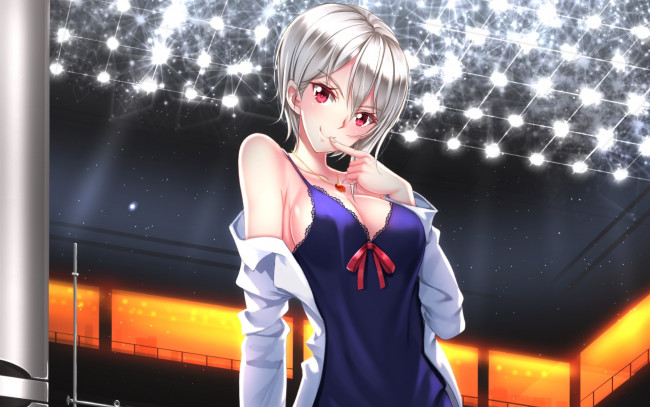 Обои картинки фото food wars,  shokugeki no soma, аниме, shokugeki no soma, фон, взгляд, девушка