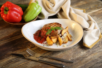 Картинка еда вторые+блюда хлеб соус зелень картофель