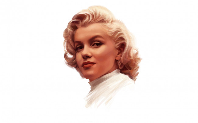 Обои картинки фото marilyn monroe, рисованное, люди, портрет, взгляд, фон, девушка