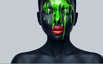 Картинка девушки -unsort+ креатив зеленое черное красное