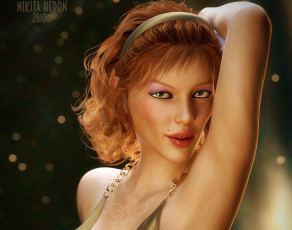 Картинка 3д+графика люди+ people девушка взгляд фон