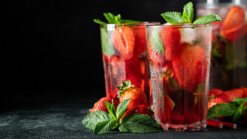 Картинка еда напитки мята компот клубничный