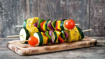 Картинка еда шашлык +барбекю кукуруза цуккини помидоры