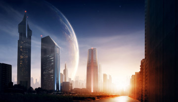 Картинка 3д+графика атмосфера настроение+ atmosphere+ +mood+ планета вселенная галактика звезды дома