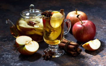 Картинка еда яблоки корица напиток