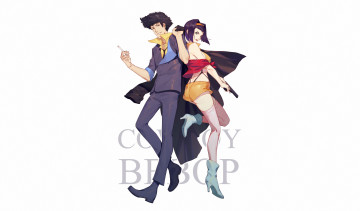 Картинка аниме cowboy+bebop девушка мужчина spike spiegel faye valentine оружие сигарета