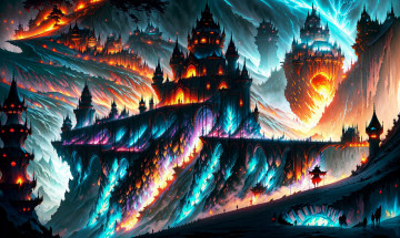 Картинка фэнтези замки нейросети графика нейроарт ai art нейронные сети рисунки нейро искусство