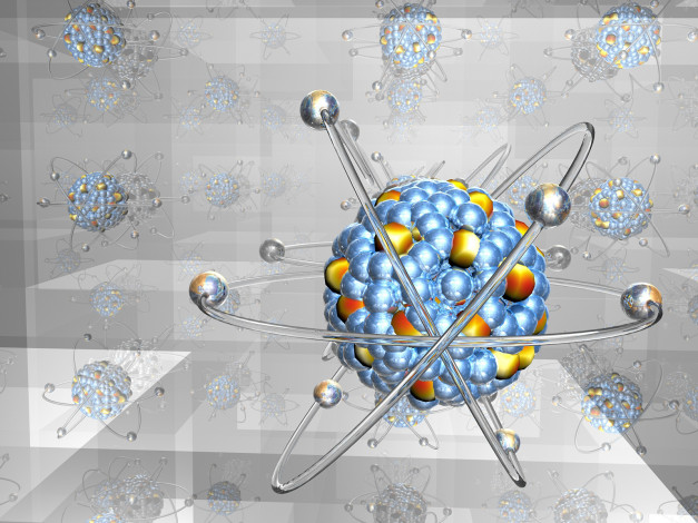 Обои картинки фото 3д, графика, modeling, моделирование, атом, макет