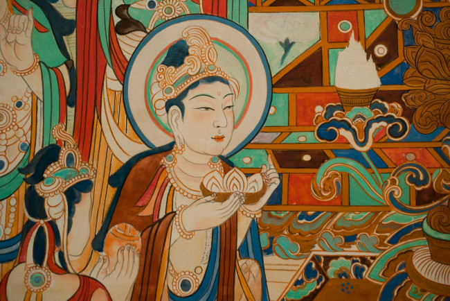 Обои картинки фото рисованные, люди, стена, религия, рисунок