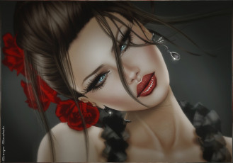 Картинка 3д графика portraits портрет лицо девушка волосы брюнетка