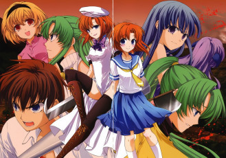 Картинка аниме higurashi no naku koro ni ryuuguu rena houjou satoko sonozaki mion shion furude rika hanyuu maebara keiichi
