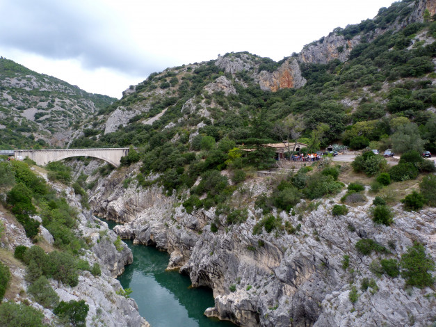 Обои картинки фото сен, жан, де, фо, франция, природа, реки, озера, горы, река, мост