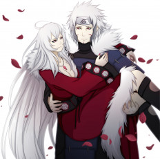 Картинка аниме naruto девушка лепестки мальчик