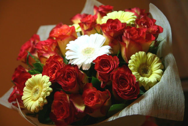 Обои картинки фото цветы, букеты,  композиции, герберы, розы