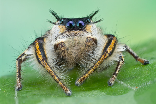 Обои картинки фото животные, пауки, глазастый, джампер, паук, прыгун, волохастый