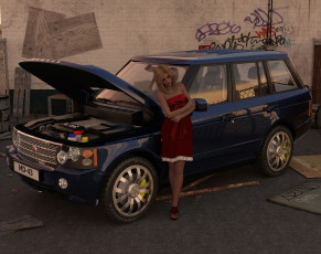 Картинка автомобили 3d+car&girl автомобиль фон взгляд девушка