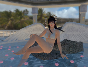 Картинка 3д+графика аниме+ anime девушка взгляд фон река камень