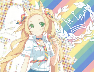 Картинка аниме животные +существа h2so4 арт девочка леденец